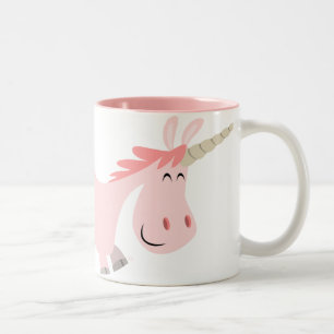 De Café Em Dois Tons Caneca cor-de-rosa do unicórnio dos desenhos