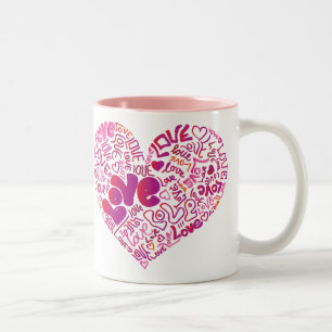 De Café Em Dois Tons Caneca cor-de-rosa dos namorados da paixão do amo