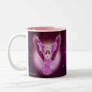 De Café Em Dois Tons Caneca cor-de-rosa gloriosa do anjo da safira