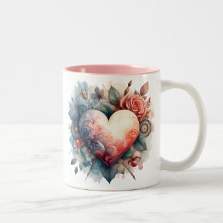 De Café Em Dois Tons Caneca Coração Único