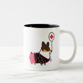 De Café Em Dois Tons Caneca | CorgiThings da enfermeira do Corgi da Tri