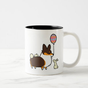 De Café Em Dois Tons Caneca   CorgiThings do coelhinho da Páscoa do