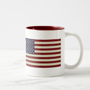 De Café Em Dois Tons Caneca costurada da bandeira do vintage