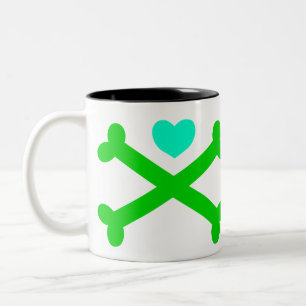 De Café Em Dois Tons Caneca Cross My Heart (Coração e Ossos Cruzados)