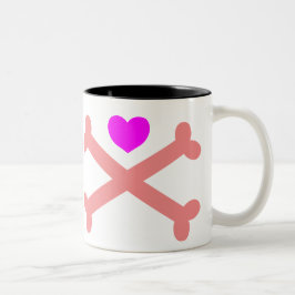 De Café Em Dois Tons Caneca Cross My Heart (Coração e Ossos Cruzados)