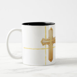 De Café Em Dois Tons Caneca Cruz Dourada