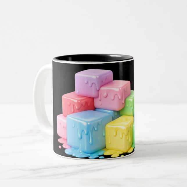 De Café Em Dois Tons Caneca Cubo Derretido Pastel (Frente Esquerda)