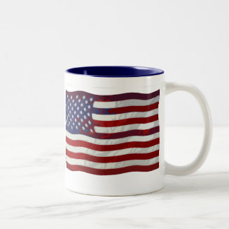 De Café Em Dois Tons Caneca customizável da bandeira dos E.U.