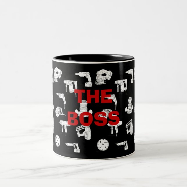 De Café Em Dois Tons Caneca customizável da equipe da construção (Centro)