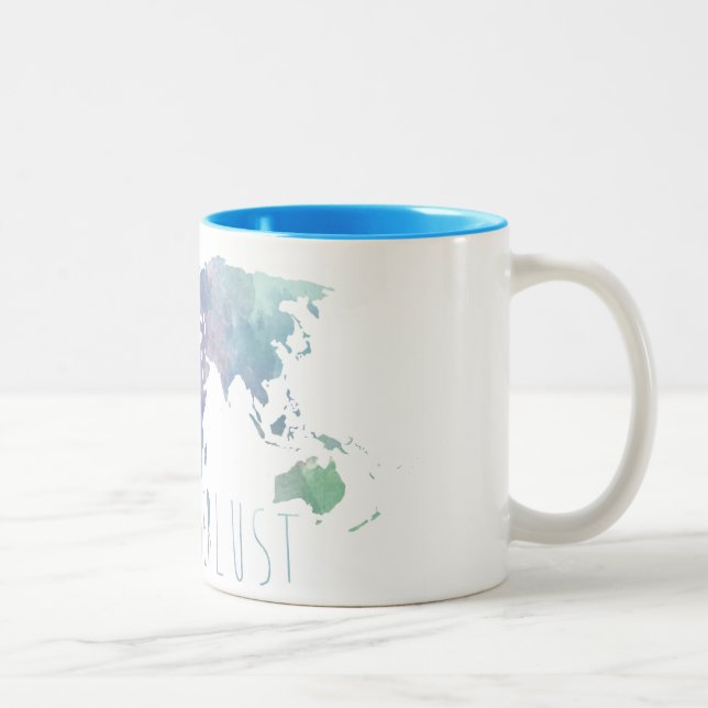 De Café Em Dois Tons Caneca da aguarela do Wanderlust (Direita)