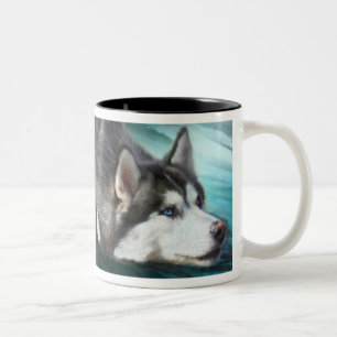 De Café Em Dois Tons Caneca da arte do rouco Siberian