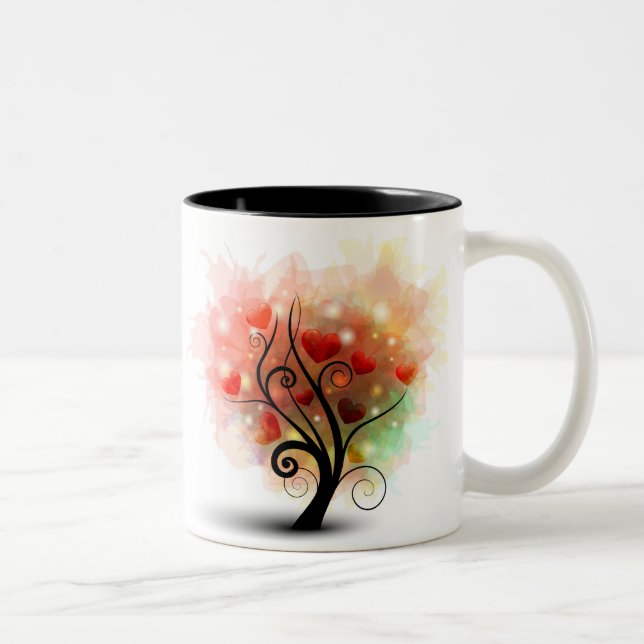 De Café Em Dois Tons Caneca da árvore do coração (Direita)