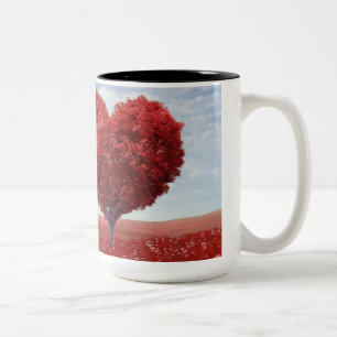 De Café Em Dois Tons Caneca da árvore do coração