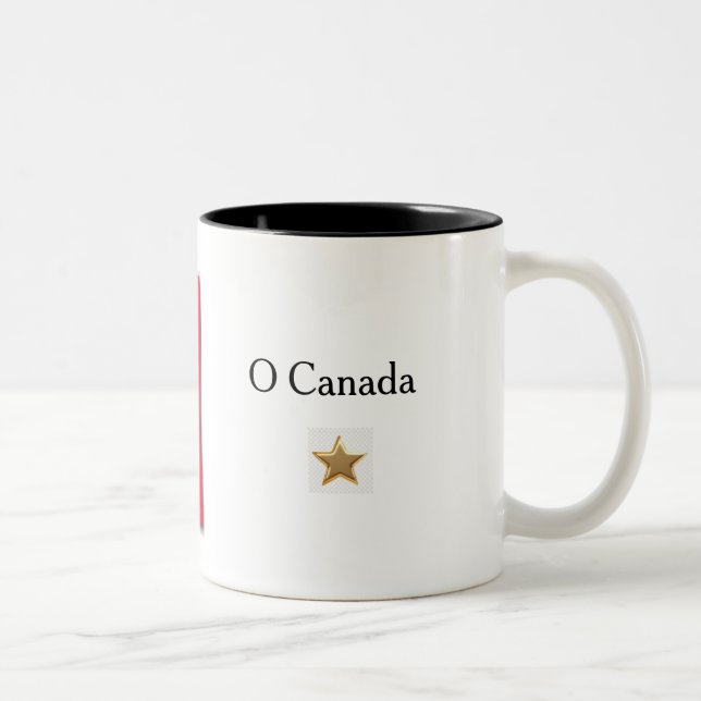 De Café Em Dois Tons Caneca da Bandeira Canadense com o Título do Hino (Direita)