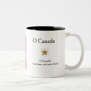 De Café Em Dois Tons Caneca da Bandeira Canadense com o título do hino