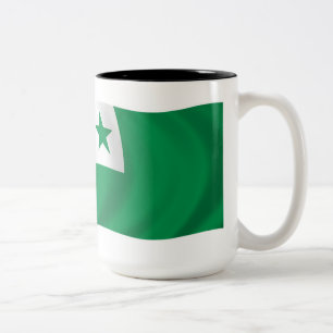 De Café Em Dois Tons Caneca da bandeira do esperanto