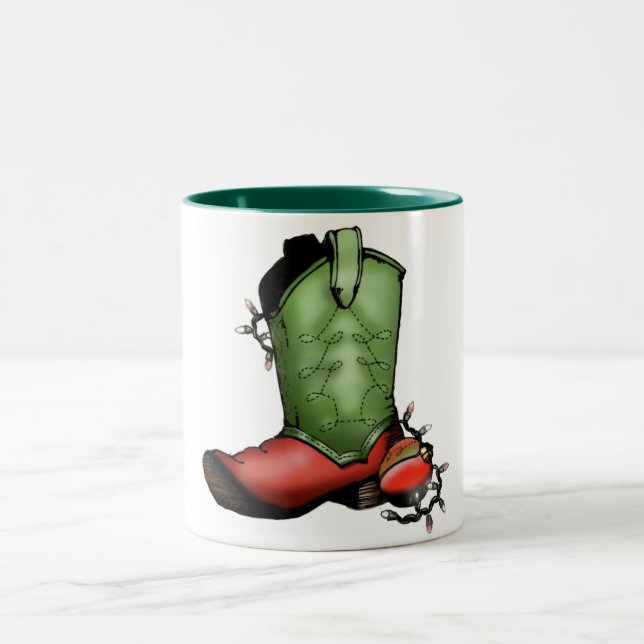 De Café Em Dois Tons Caneca da bota do Natal (Centro)