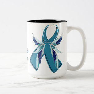 De Café Em Dois Tons Caneca da causa da fita da cerceta da consciência