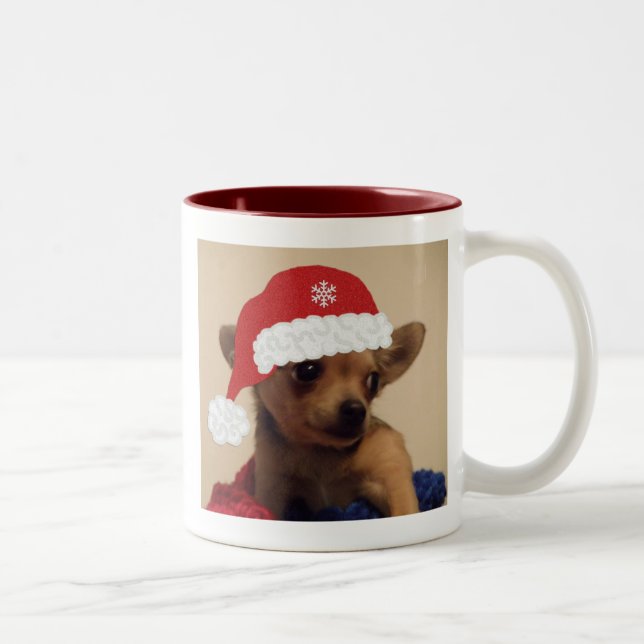 De Café Em Dois Tons Caneca da chihuahua do Natal (Direita)