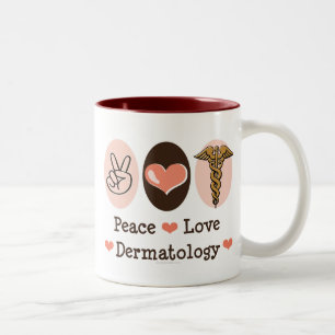 De Café Em Dois Tons Caneca da dermatologia do amor da paz