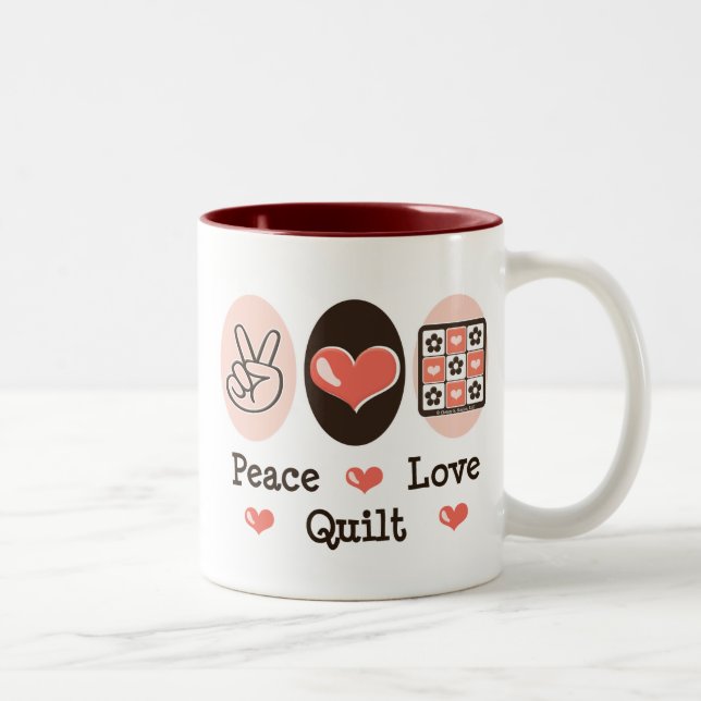 De Café Em Dois Tons Caneca da edredão do amor da paz (Direita)