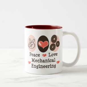 De Café Em Dois Tons Caneca da engenharia mecânica do amor da paz