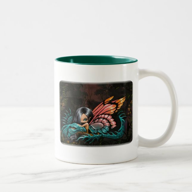 De Café Em Dois Tons Caneca da fada do dragão (Direita)