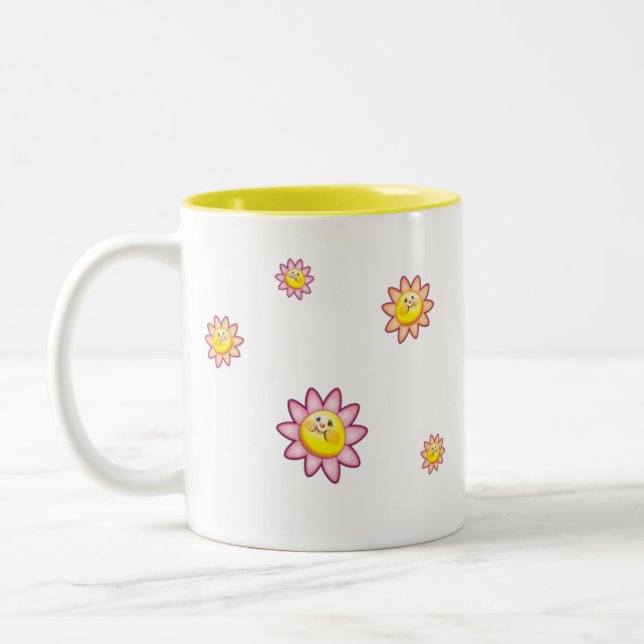 De Café Em Dois Tons Caneca da flor (Esquerda)