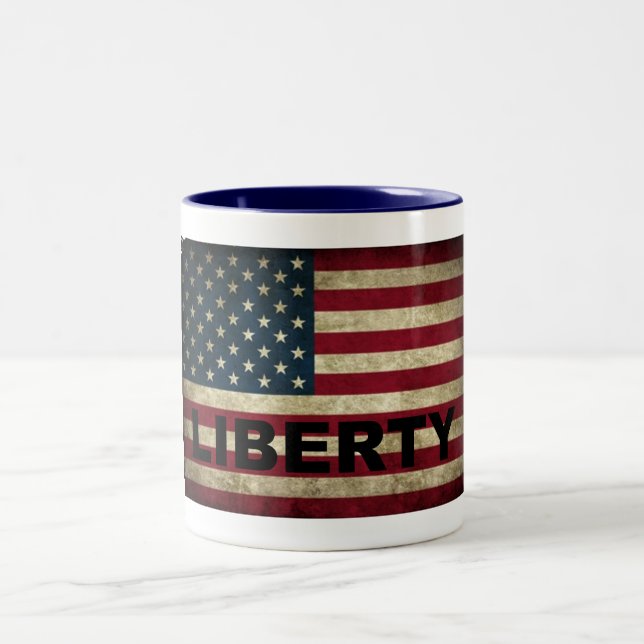 De Café Em Dois Tons Caneca da Liberdade da Bandeira Americana (Centro)