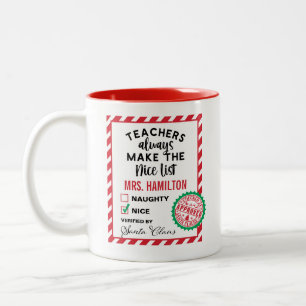 De Café Em Dois Tons Caneca da Lista Boa do Natal para Professores Fofo