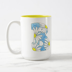 De Café Em Dois Tons Caneca da margarida da letra B