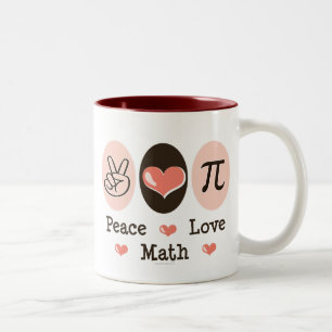 De Café Em Dois Tons Caneca da matemática do amor da paz