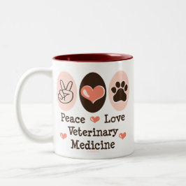 De Café Em Dois Tons Caneca da medicina veterinária do amor da paz