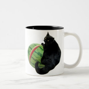 De Café Em Dois Tons Caneca da melancia do gato preto