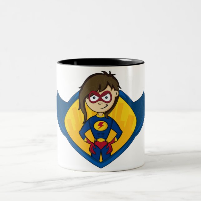 De Café Em Dois Tons Caneca da menina do super-herói (Centro)