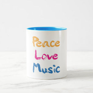 De Café Em Dois Tons Caneca da música do amor da paz