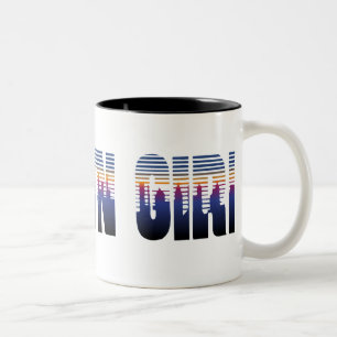 De Café Em Dois Tons Caneca da parte alta da cidade da menina
