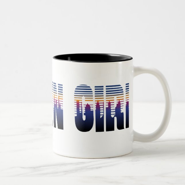 De Café Em Dois Tons Caneca da parte alta da cidade da menina (Direita)