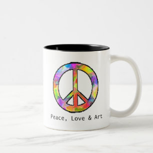 De Café Em Dois Tons Caneca da paz, do amor & da arte