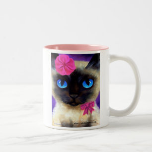 De Café Em Dois Tons Caneca da pintura do gato Siamese - 155 que