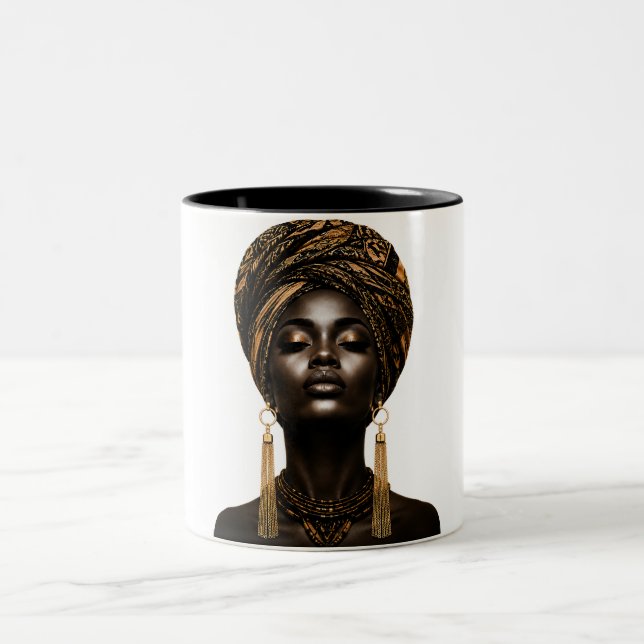De Café Em Dois Tons Caneca da Rainha Africana Elegante (Centro)