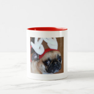 De Café Em Dois Tons Caneca da rena do Pug