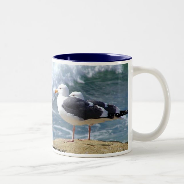 De Café Em Dois Tons Caneca da ruptura da praia da gaivota (Direita)