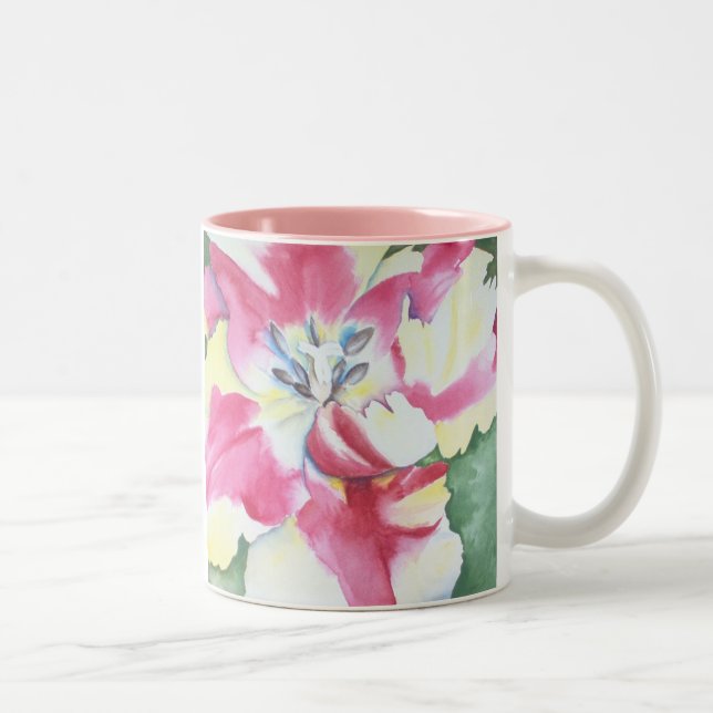 De Café Em Dois Tons Caneca da tulipa da aguarela (Direita)