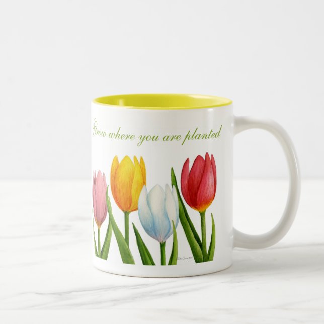 De Café Em Dois Tons Caneca da tulipa do primavera (Direita)