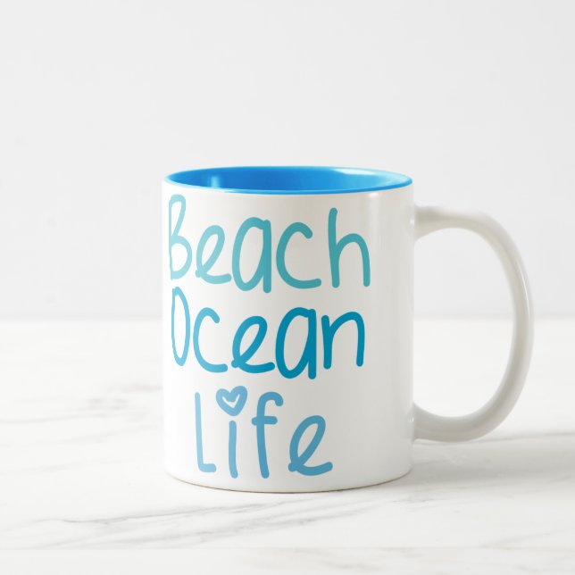 De Café Em Dois Tons Caneca da vida do oceano da praia (Direita)