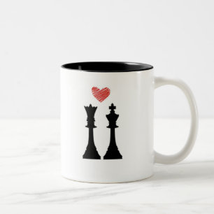 De Café Em Dois Tons Caneca da xadrez do rei & da rainha