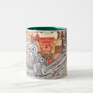 De Café Em Dois Tons Caneca das corujas 2 do Natal