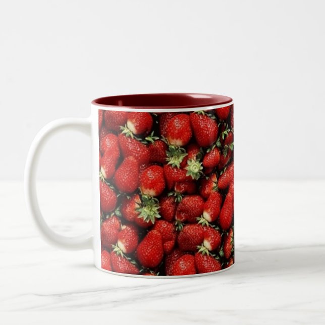 De Café Em Dois Tons Caneca das morangos (Esquerda)