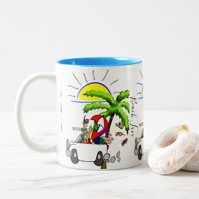 De Café Em Dois Tons Caneca Diversão na Praia (Com Donut)